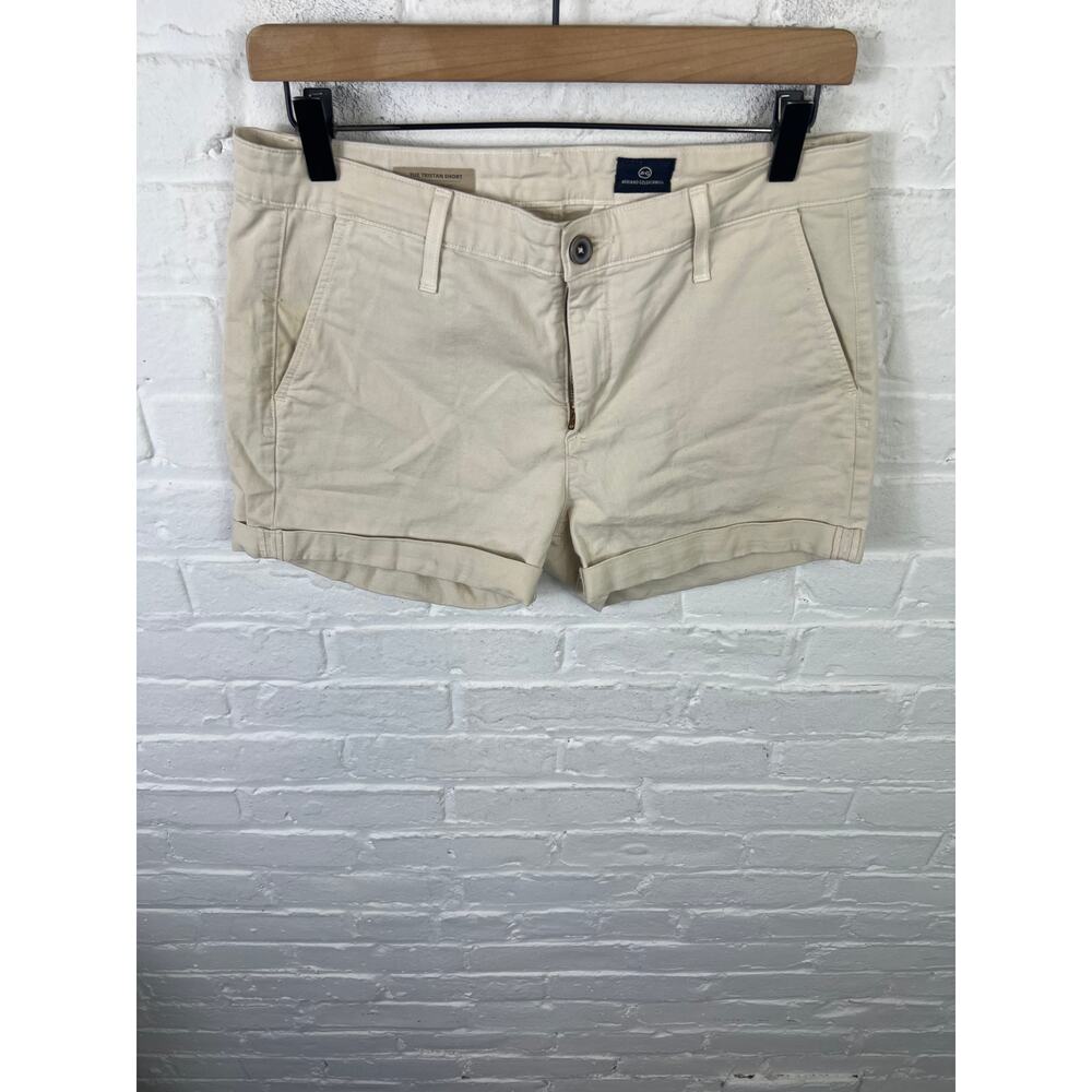 Adriano Goldschmied Women's The Tristan Tailored Shorts Mid-Rise Beige Size 28R